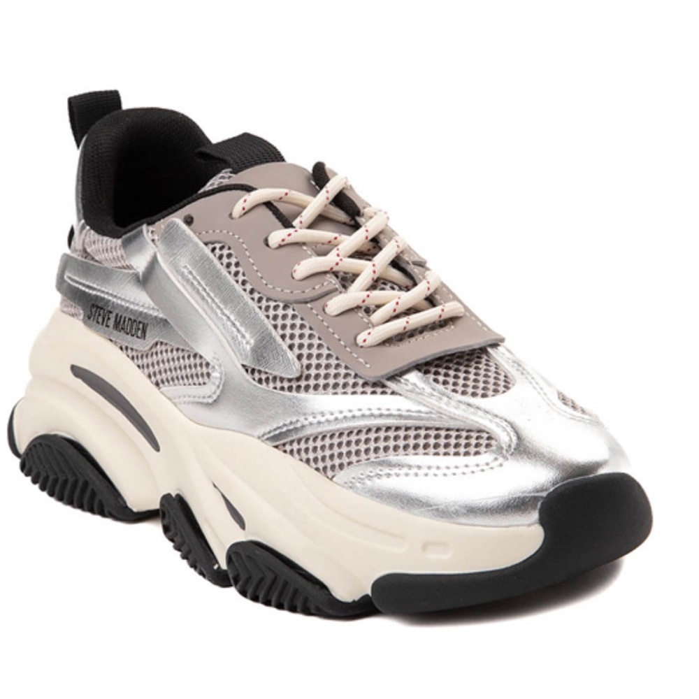 Womens Steve Madden Possession Platform Sneaker - Silver